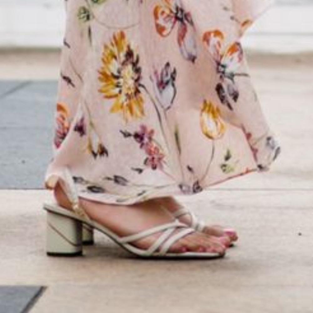 Charles & Keith White Heels with Minimalist Straps